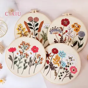 Embroidery Kit for Beginners Hand DIY Cross Stitch Kits Plants Flowers Embroidery Patterns and Threads Embroidery to Learn