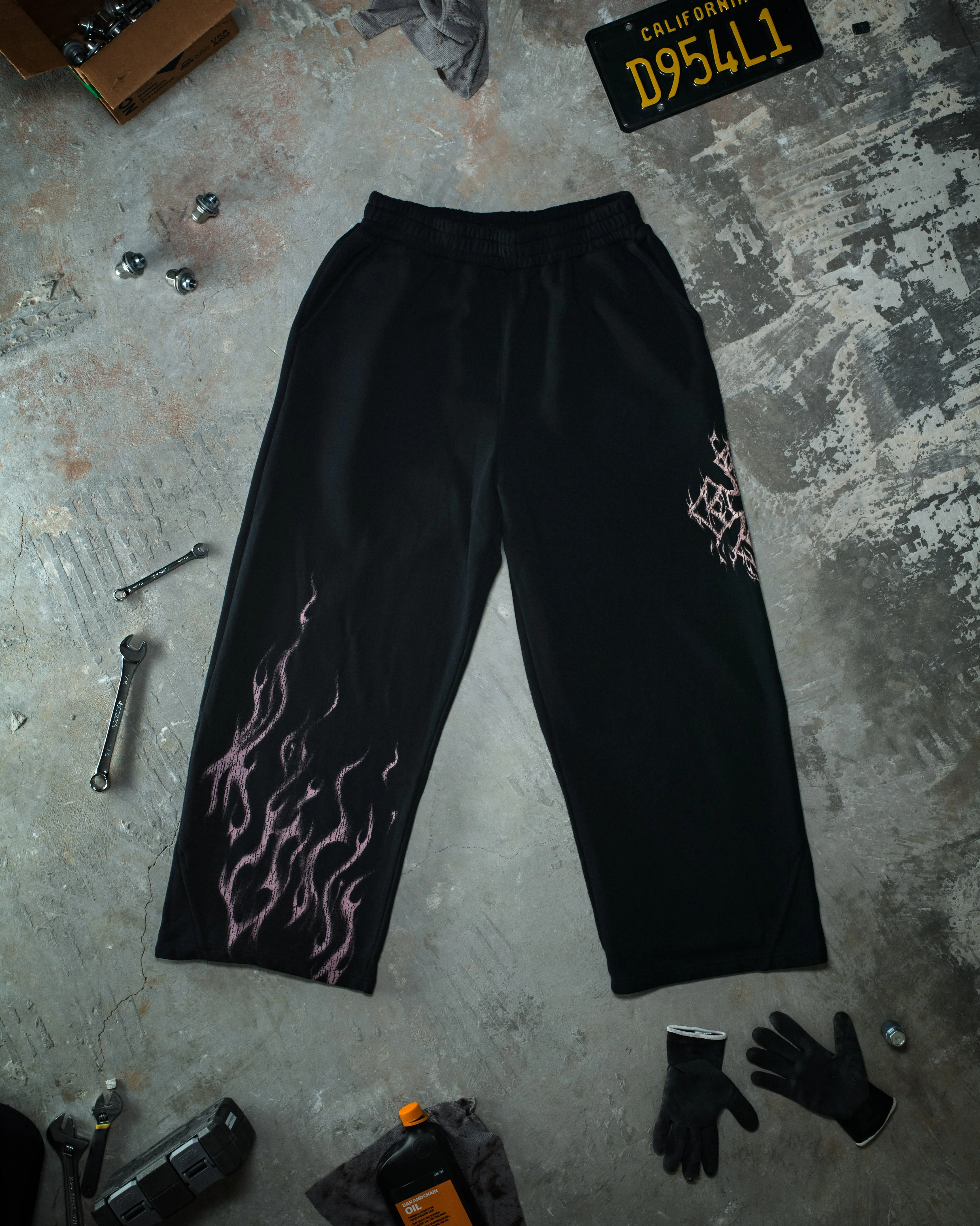 Ghost Sweats Pink | Controlled Insanity | 450 GSM Wide Leg Sweatpants | Gym Streetwear