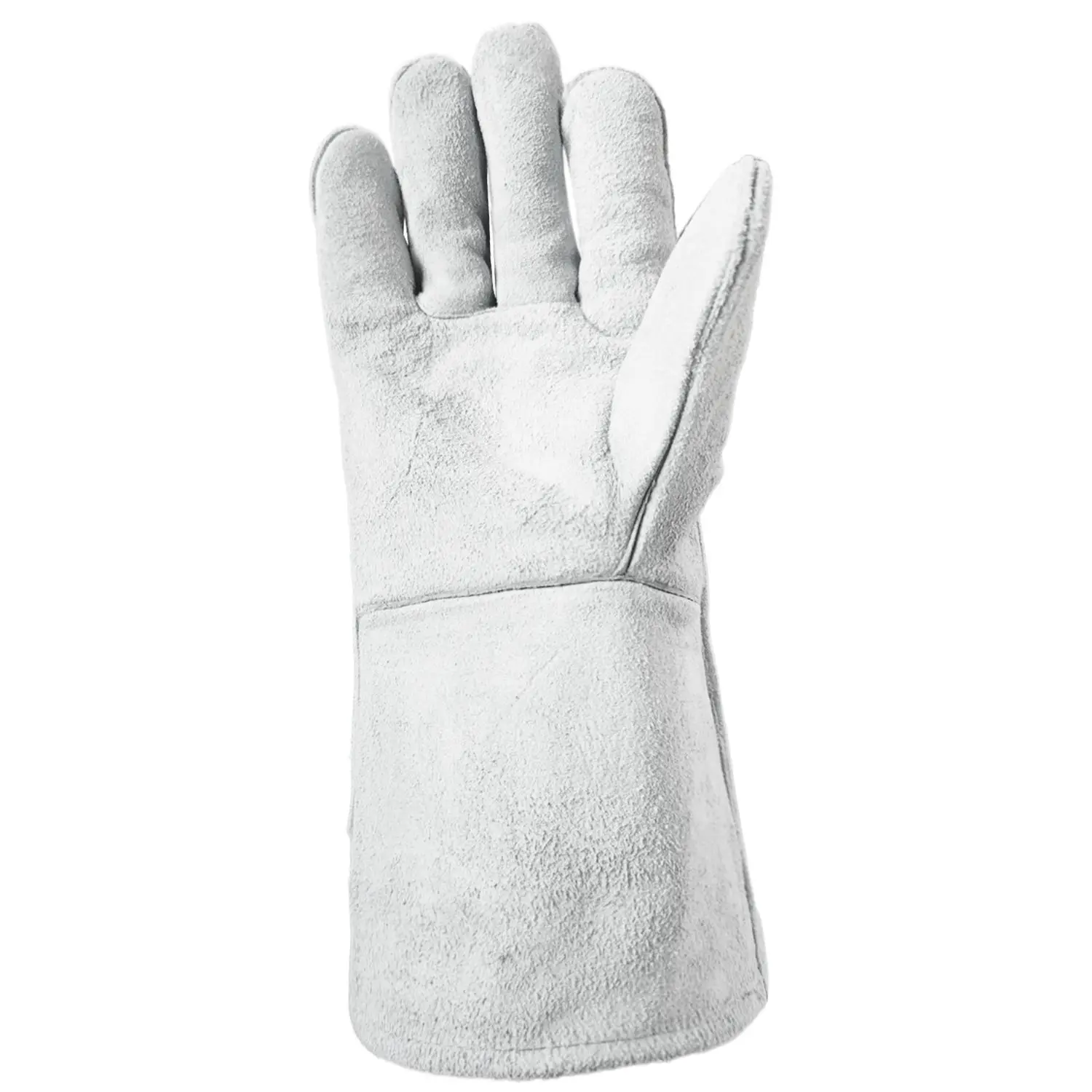 Extended Length Double-Layer Welding Gloves, Genuine Cowhide Leather, Heat Resistant and Durable for Protective Labor Use