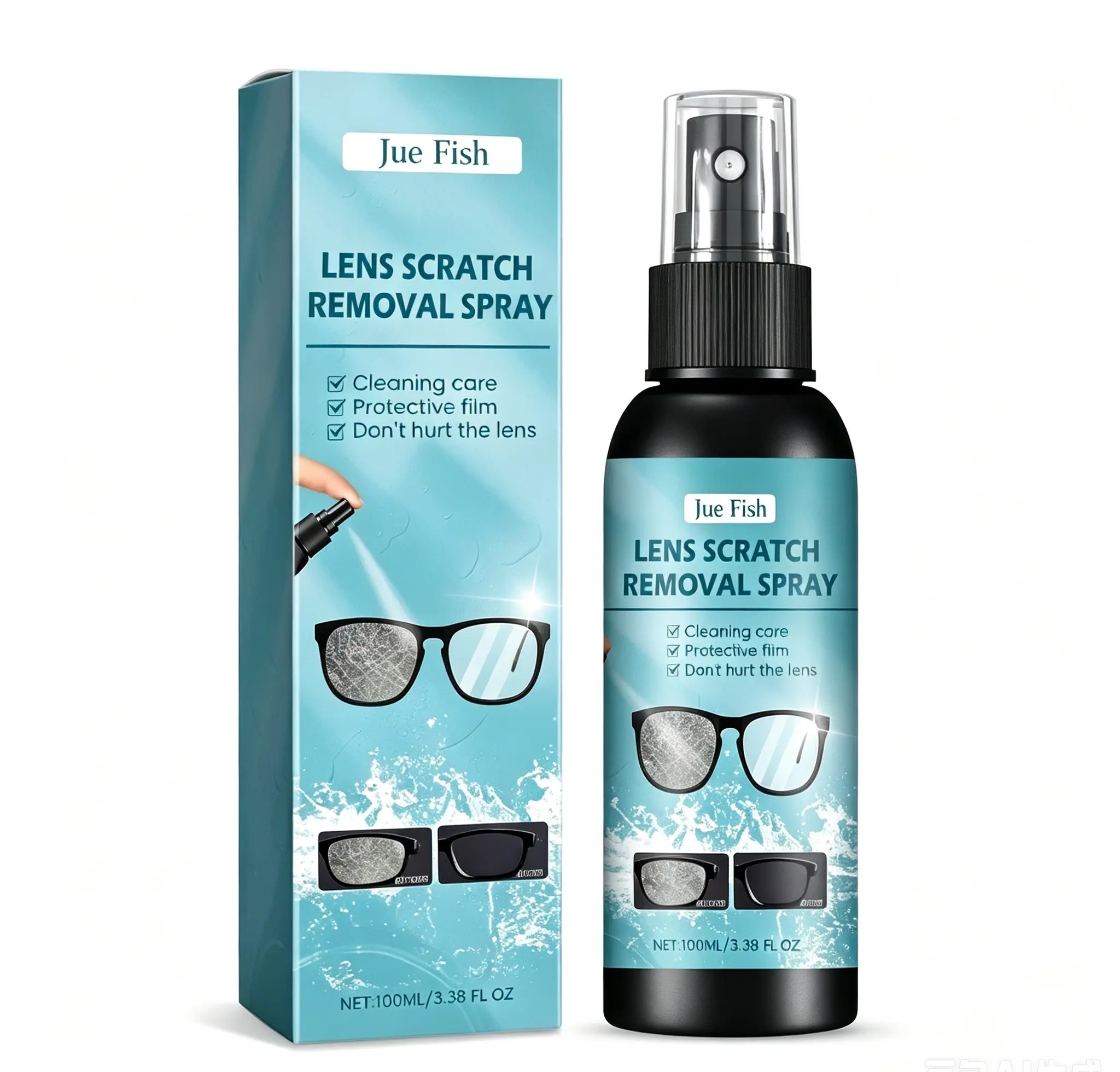 Jue-Fish Lens Scratch Remover Repair Polish for Eyeglasses Glass Scratch Repair Kit Restore Clear Vision