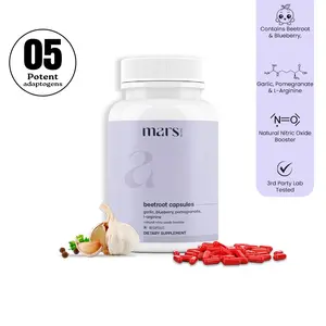 Mars BeetRoot Capsules - Natural Nitric Oxide Booster with Beetroot Garlic Blueberry Pomegranate & L-Arginine for Enhanced Blood Flow Energy & Wellness