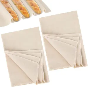 Mozeat Lens Proofing Cloth for Bread Baking 2PCS 17x29 Inches Linen Cloth Reusable Thick Baking Cloth for Rolling Dough Baguettes Loaves Pastry Homemade Bread