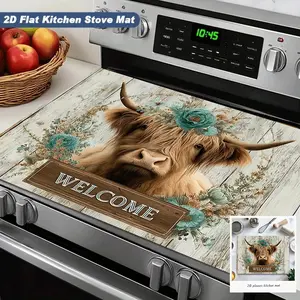 Silica Gel Kitchen Mat, Absorbent Non-Slip Decorative Pad, High-Quality Cow Head Floral Pattern, Essential Home Protection & Style Booster, Kitchen Runner Rug