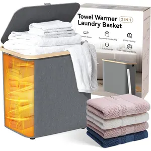 2-in-1 35L Warmer & 46L Laundry Basket, Foldable Warmers for, Large Blanket Warmers, Auto Shut Off, Fits 3 Oversized 40"X70" Towels,