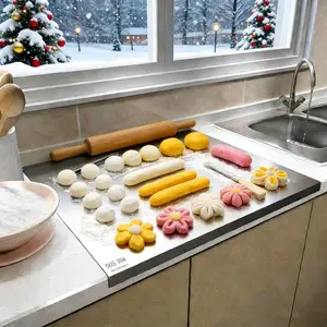 15x11 Inch Double-Sided Stainless Steel Cutting Board Food Grade Rust-Proof Kitchen Chopping Board Knives