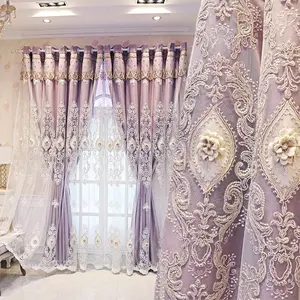1PC Luxury Vintage-Style Embroidered Curtains with 3D Relief Patterns, Dual-Layer Design for Privacy and Light Control