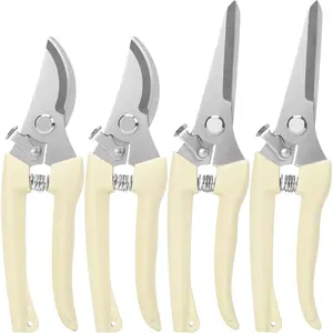 4PACK Pruning Shears, Stainless Steel Garden Shears, Sharp Handhled Gardening Scissors, Bypass & Straight Blade Garden Clippers for Plants, Flowers, Fruits Trees, Gardening Gifts for Women & Men
