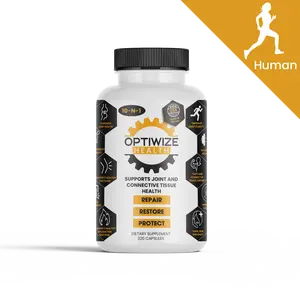 OptiWize 10-N-1 Joint Support Supplement with Glucosamine, Chondroitin, MSM, Hyaluronic Acid, Omega-3 & Vitamin C for Men & Women Made in USA 320 Capsules - Healthy Fitness Dietary
