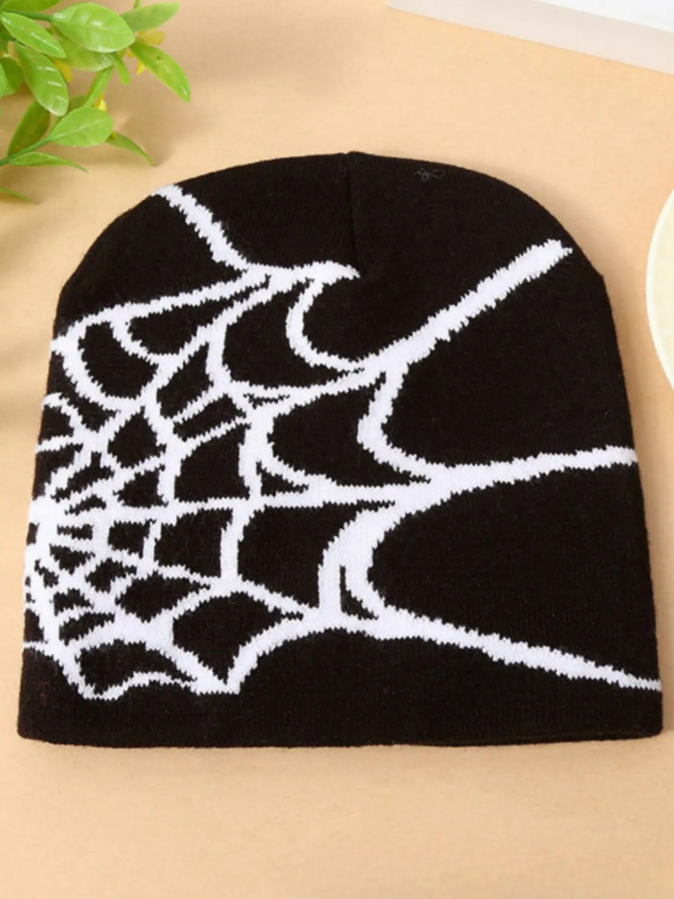 Gothic Spider Web Knit Fashion Beanie Fitted Hat, Trendy Hat, Fashionable Hats, Knit Hats, Knitted Hat, Y2K Style, Hip-Hop Warm Elastic Cap, Suitable for Outdoor Sports, Daily Wear, Unisex