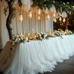 1pc,2.46*52.4ft  Extra-Large White tulle Gauze Curtain, Semi-Transparent Fabric Curtain, Universal Wedding Arch, Wedding Arched Backdrop, Suitable for Celebrations, Stage Decoration, Ceremony Background, Table And Chair Props (Table Flags), Pavilions