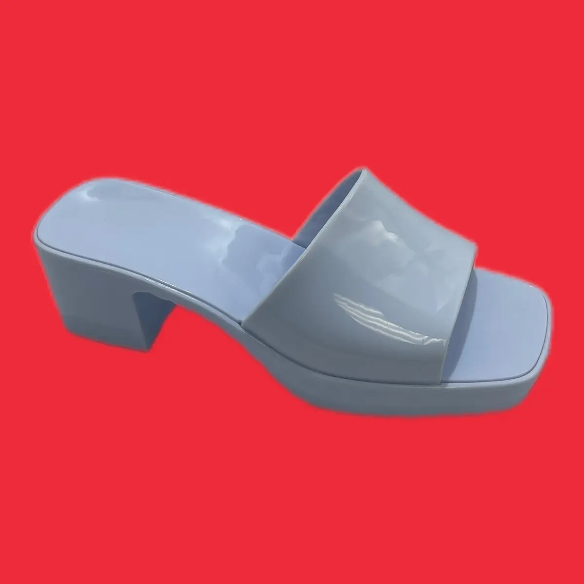 Women's Striped Jelly Sandals, Chunky Platform Wedge Mules with an Open Toe - Lightweight Waterproof Plastic Rubber Footwear for Summer