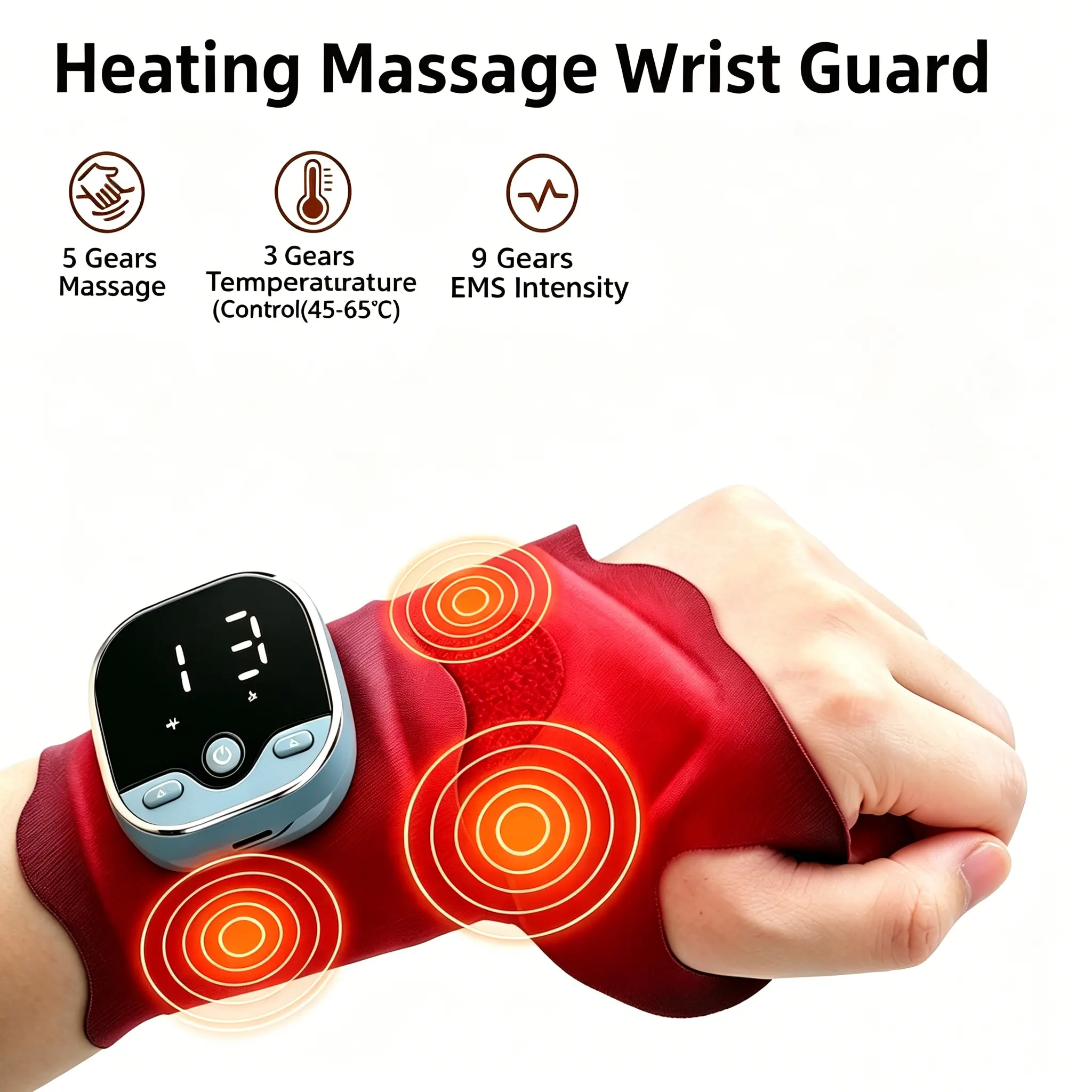 【5 Modes 9 Levels Upgraded Hand Massager with Heat for Hands & Wrist Pain Relief】Hands-Free Wrist Wrap Design,Portable Hand Relaxation for Daily Use & Sports,Office Workers Must-have,Gift for Mom Adjustable Relaxing Handmassager Massagemachine Massagetool