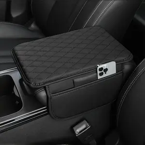 Car Center Console Armrest Pad, PU Leather Car Armrest Box Pad with Side Storage Bag, Universal Car Interior Accessories for Daily Use, Car Auto Accessory