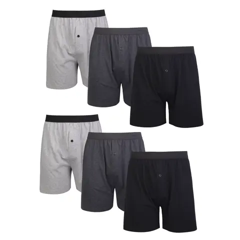 Men's 6-Pack Cotton Boxer Briefs - Algodón, Classic, Breathable, Loose Fit, Solid Color, Button Fly Pouch, Elastic Waist, Assortment/Box Set Underwear for Menswear, Algodón Men's Boxer Briefs, Assortment Set Men's Boxer Briefs