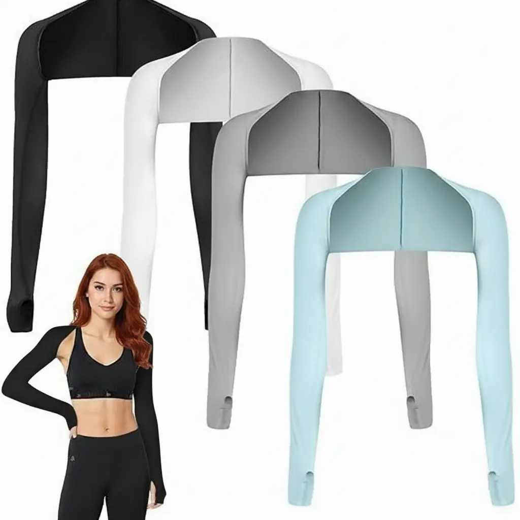 Women's Cooling Shawl with Arm Sleeves, Finger Holes, 8% Spandex & Anti-UV Protection - Sports Outerwear for Golf, Ideal Gift