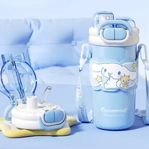 Cinnamoroll Insulated Stainless Steel Water Bottle with Adjustable Strap (Spout and Straw) - 520ml Drinkware