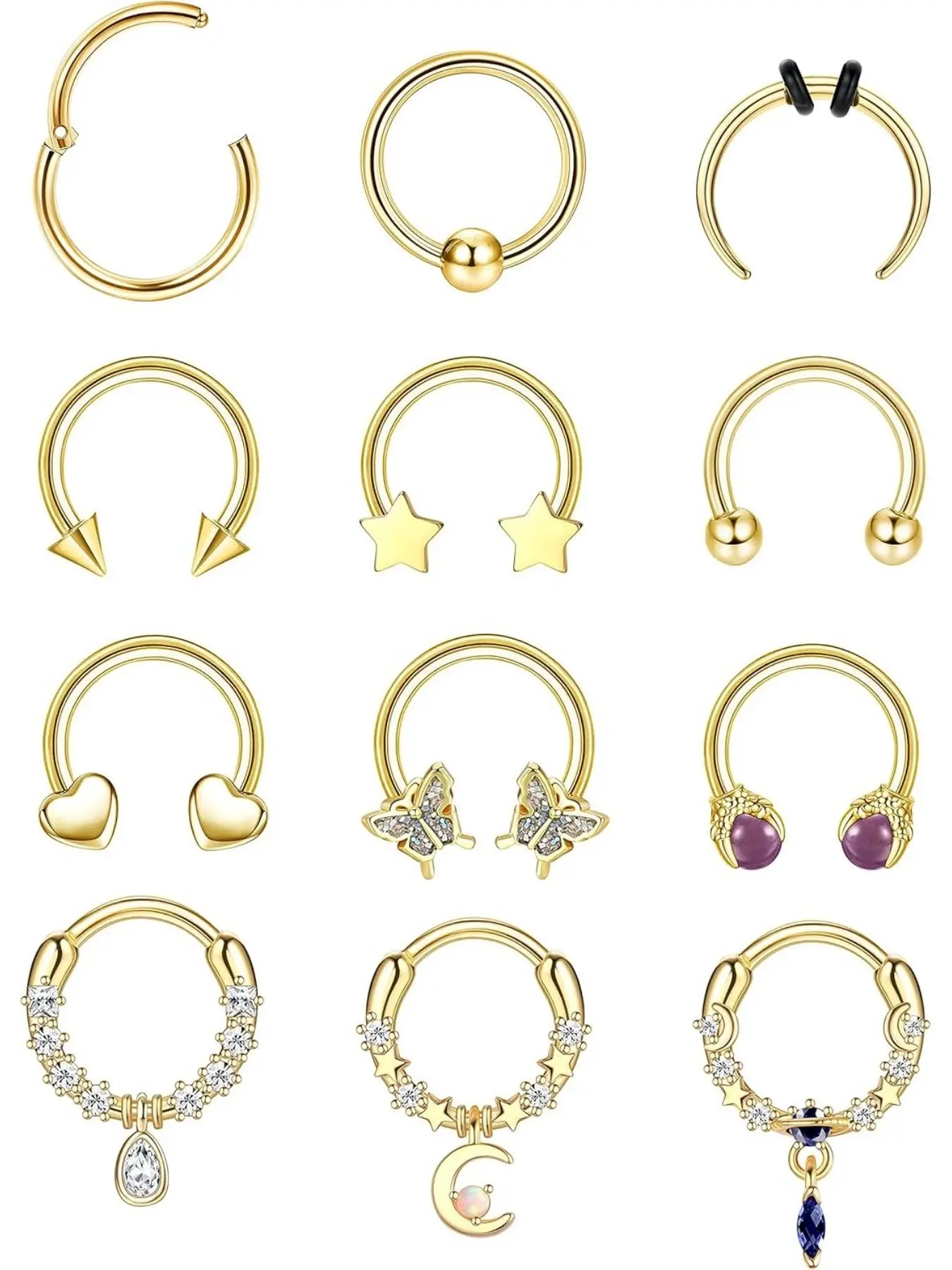 16G 10MM Septum Rings for Women Men Steel Septum Jewelry Horseshoe Hoop Septum Piercing Jewelry Body Jewelry