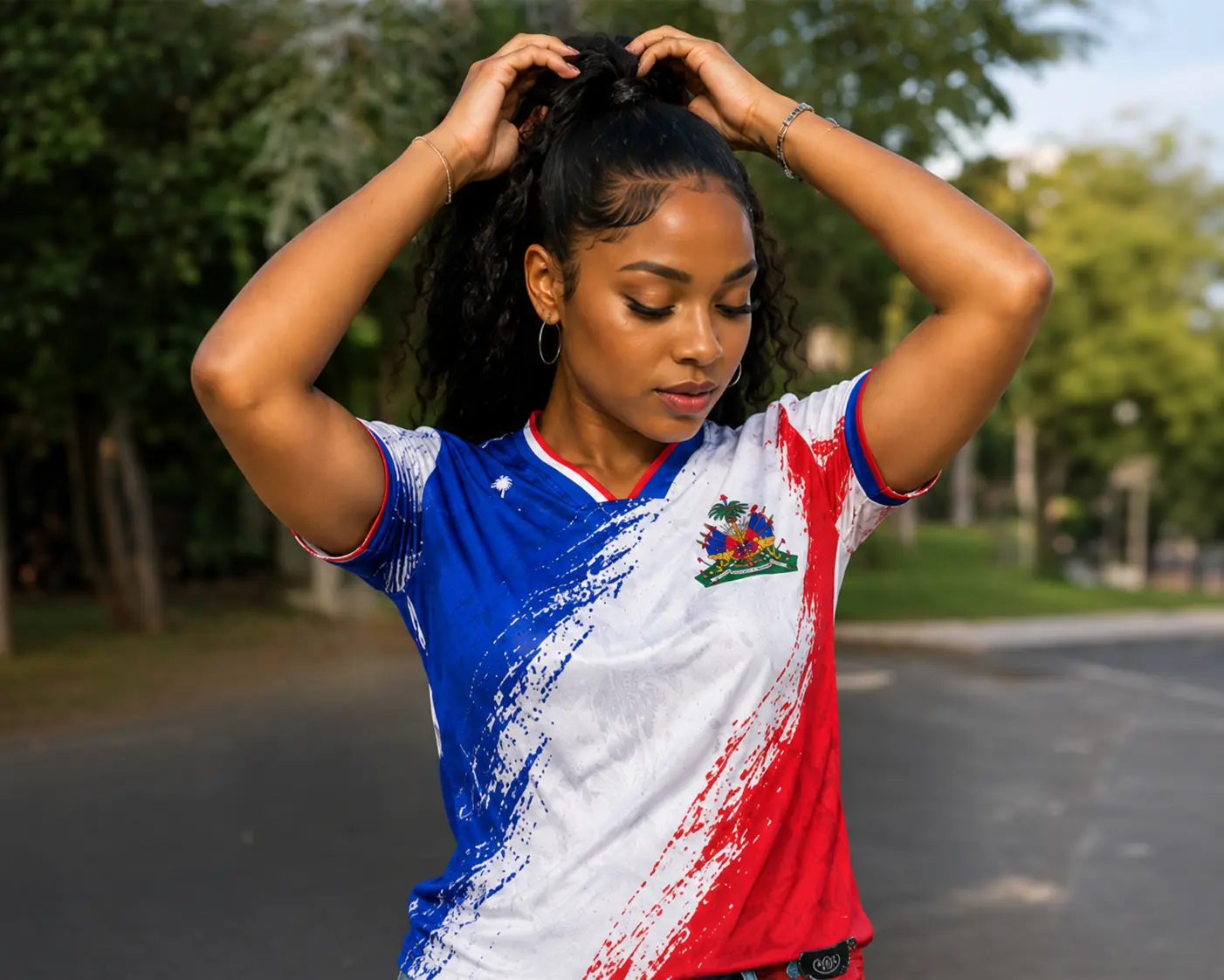 “Haïti Men’s Premium Jersey | Haitian Flag Jersey Blue Red White | Patriotic Sports T-Shirt”