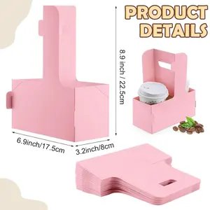 Gift for Her/Him 20 Sets Pink Wedding Flower Gift Bags with Gift Tags And Ribbons Drink Carriers with Handle to 2 Cups Kraft Floral Wrap Packing Box Paper Holder Baskets for Wedding Birthday Graduation Pink Rose Red