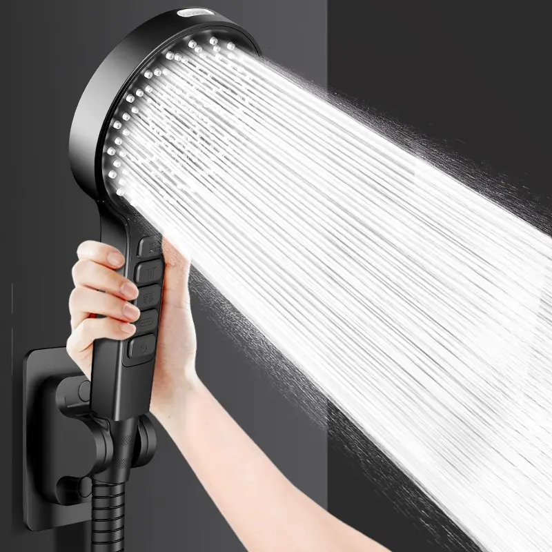 9-Modes Shower Head, Silver Color, 147cm Hose, No-Drilling Bracket, Handheld Power Spray, One-Touch Stop, Gift for Parents, Showerhead Combo, Handheld Shower Heads, Handheld Shower Head With Hose
