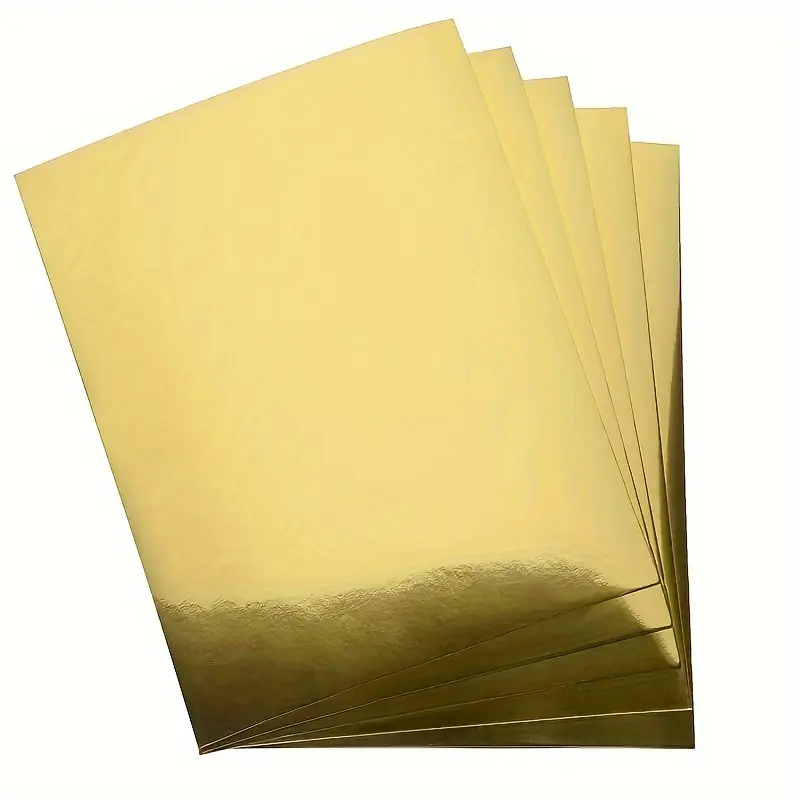 10pcs A4 Reflective Cardstock - Golden, Silvery, Holographic Metallic Mirror Office Stationery with Holographic Shine, Reflective Surface for Handmade DIY, Photography Background (10 sheets golden included)