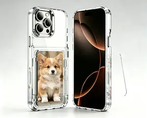 Transparent photocard phonecase You can put photos here Clear  with Card Holder & Kickstand – Shockproof Slim Cover with Hidden Wallet Slot & Cute phone case Photo Insert Design Compatible with multiple models of iPhone 15, 16, and 17