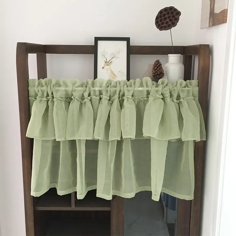 Small Curtain Panel for Living Room, Romantic Short Rod Pocket Curtains, Window Curtain Panels, Window Drapes, Transparent Batik Fabric, Home Decor, Kitchen Cabinet Decoration