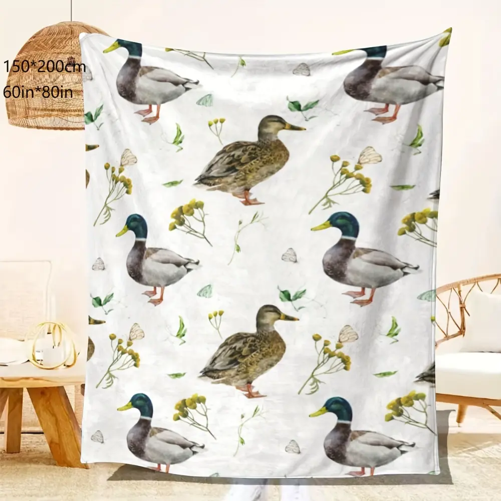Duck Blanket for Duck Lovers, Cute Mallard Duck Throw Blanket, Farmhouse Animal Blanket, Bird Lover Gift, Cottagecore Home Decor Blanket, Nature Wildlife Blanket for Couch Bed Bedroom, Cozy Soft Throw Blanket Gift for Women Men