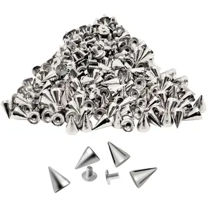 100 Pairs Cone Spikes Screwback Studs, Cone  Studs and Spikes Punk, DIY Leather Craft Cool Rivets Punk(7X10mm)