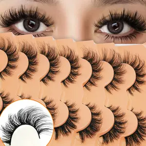 7 Pairs 3D Fluffy False Eyelashes Set, D Curl Long Lash, Reusable Up to 5 Days, Perfect for Beginners, Valentine's Gift, Daily & Party Makeup, Cosmetic