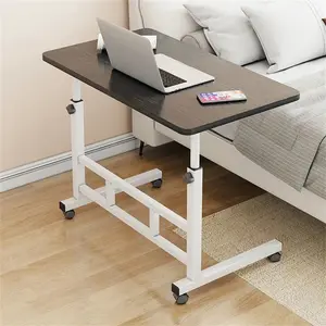 Mobile Computer Desk For Small Space, Adjustable Height Rolling Work Desk, Portable Standing Writing Desk With Wheels For Home Office Study Bedroom