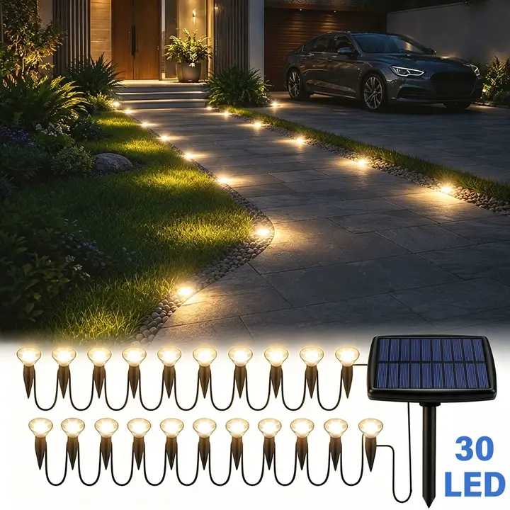 Solar Pathway Lights Set of 30, Outdoor Garden Lights , Automatic On/off, Ideal for Paths, Camping, Weddings, Festivals, Waterproof Garden Light, Solar Landscape Lights