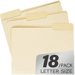 18 Pack Manila 1/3 File Folders, 1/3 Cut Tab Letter Size, Great for Organizing and Easy File Storage Per Box