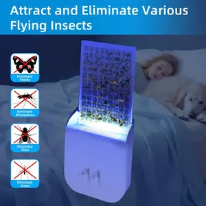 1/2 Pack Indoor Flying Insect Trap - Uv Night Light Bug Catcher with 5 Sticky Boards, Effective Gnat & Fruit Fly Trap for Home & Office Use