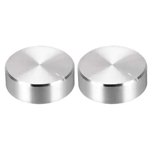 2pcs Potentiometer Knob Knurled Shaft Silver Tone Aluminum Smooth Surface Rotary Knob 30mmx10mm Volume Control Knob