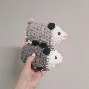 Opossum handmade plushie crochet amigurumi grey