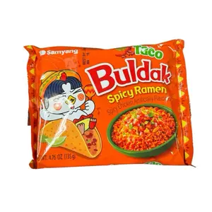 Samyang Buldak Spicy Ramen Taco Flavor Noodles 4.76 Oz 135g Spicy Chicken Artificially Flavored Instant Noodles