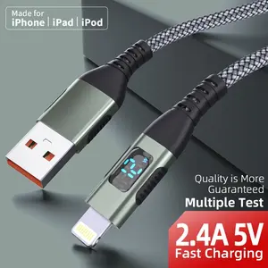 5pcs/2pcs USB A to Lightning Nylon Braided Lightning Data Cable, 12W fast charging with speeds up to 2.4A, data transfer speeds up to 480Mbps. Compatible for iPhone chargers and suitable for iPhone 14 13 12 11 Pro Max XR XS X 8 Plus iPad