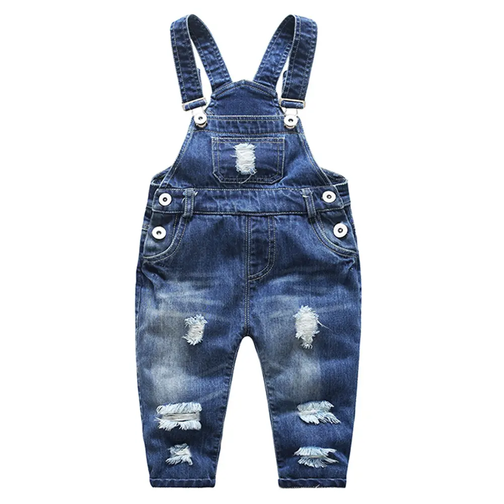 KIDSCOOL SPACE Toddler Boys Denim Overalls Stretchy Distressed Ripped Bib Jean Pants Dungarees Y2K Streetwear Jumpsuit