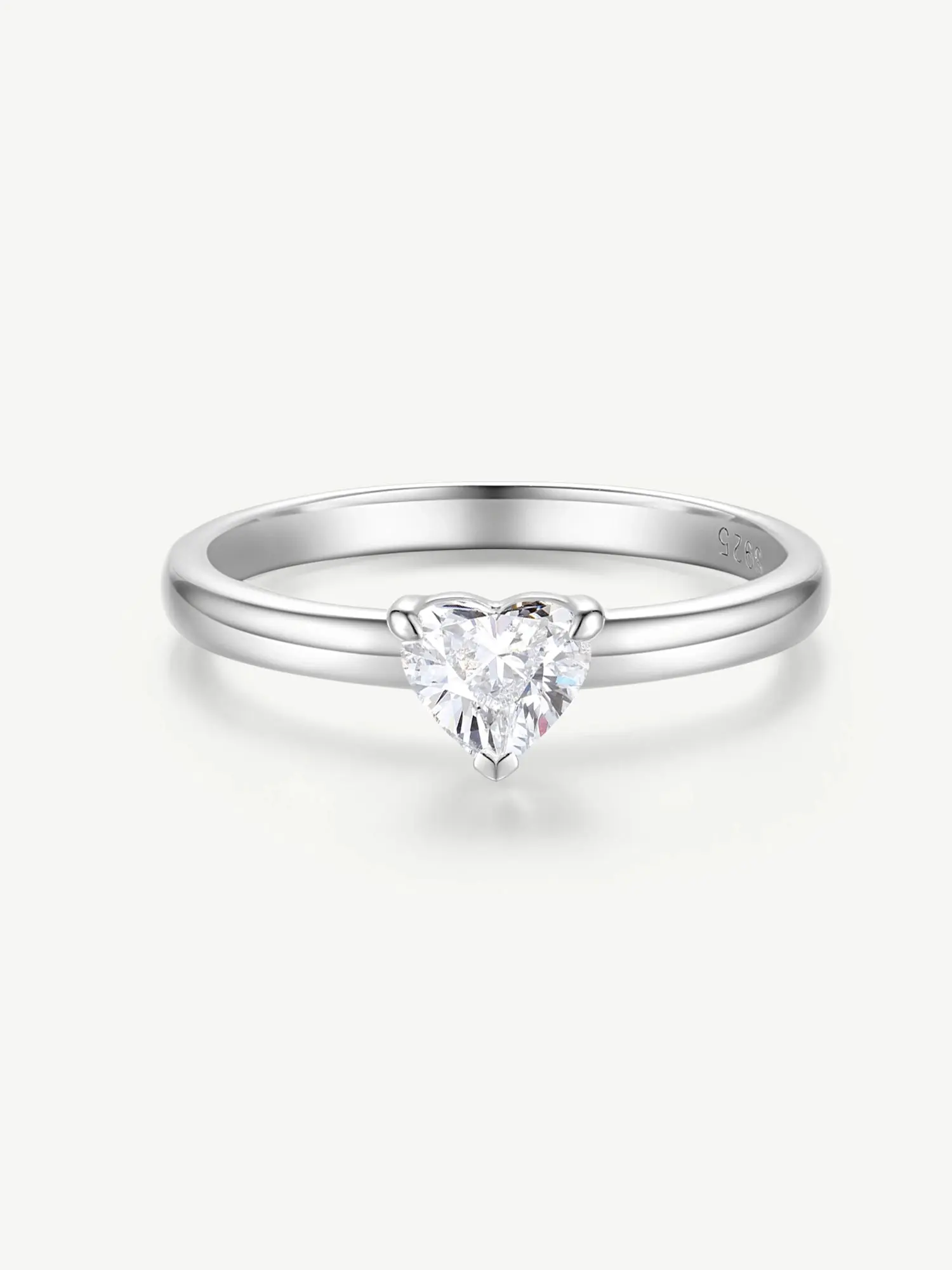 AGVANA Female Classic Minimalist "The Eternal Knot" Heart Cut Lab Grown Diamond 4-Prong Solitaire Ring, 925 Sterling Silver Wedding Ring (0.3-1.0 Carats, 0.5-1.0 Carats Option, VS Clarity, 2mm Setting) for Engagements