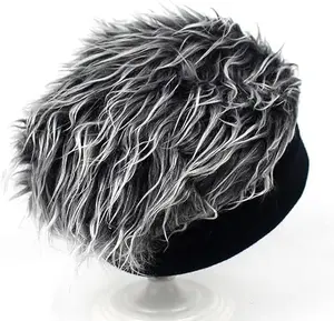 Mens Novelty Hair Hats Spiked Funny Wig Hat Wig Peaked Baseball Hat for Men Women Beanie Hats