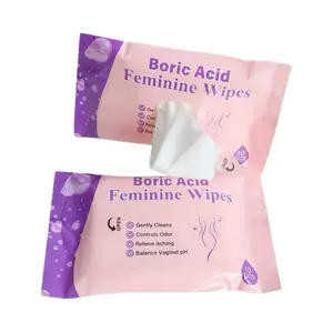 Boric Acid Feminine Wipes pH Balance - 10 Sheets Gentle Cleanser with Pure Water & Natural Antiseptic for Comfort and Hygiene feminine hygiene travel size ph balanced wipes