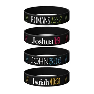 4pcs New Bible Verse Rubber Bracelet Silicone Wristband, Inspirational Faith Jewelry, Durable & Comfortable, Perfect Gift Idea