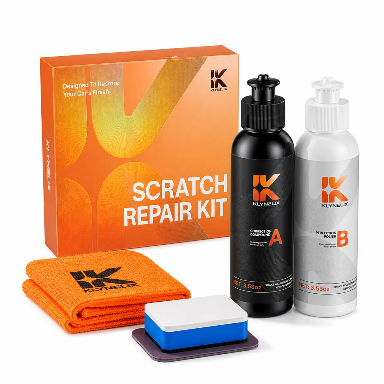 3-Step Car Scratch Repair Kit with Sanding Pad, Correction Compound & Finishing Polish, Scratch & Swirl Remover for Cars, DIY Auto Detailing Kit