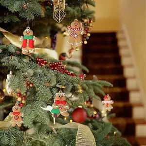 Assorted Styles Christmas Gingerbread Man Ornaments, Festive Holiday Hanging Decor with Durable Material, Gingerbread Doll Ornaments for Tree Wreath Home Party Decor