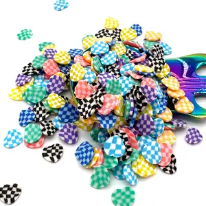 Checkered Heart Polymer Clay Pieces