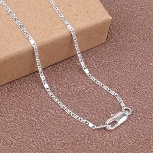925 Silver Plated Flat Necklace for Women – Elegant Jewelry for Daily Wear, Weddings & Parties