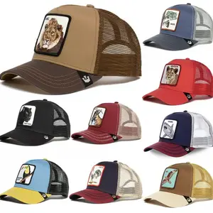 Animal Baseball Cap Sun Protection Mesh Embroidery Trucker Black Panther Rooster Lion Hat