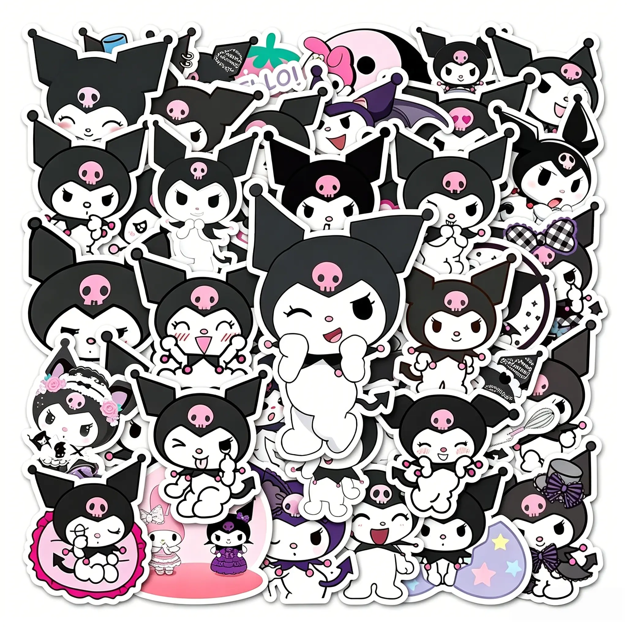 Sanrio Kuromi 50 Pack Waterproof Sticker Set Gothic Kawaii Decals Teen Gift