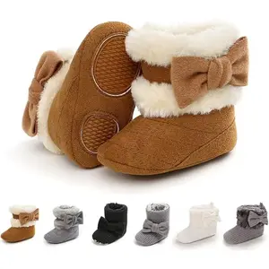 BY-FSOK15  Baby Boy Girl Boots Newborn Shoes Winter Snow Bowknot Anti-Slip Soft Sole Warm Infant Toddler Prewalker Booties